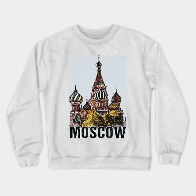 Moscow City Streets Vintage Travel Poster Series grunge edition 06 Crewneck Sweatshirt by Naumovski